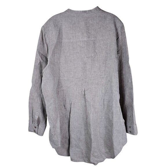 Soft Surroundings Textured Linen Button Up Tunic 1X Khaki Minimalist Lagenlook - Picture 2 of 11